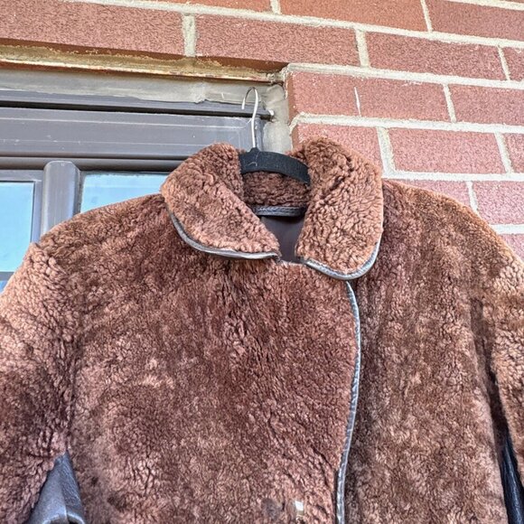 Vintage Waddington Brown Women's Sheepskin Lambskin Winter Jacket sz M - Picture 4 of 14